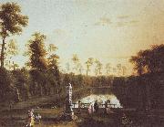 Jakob Philipp Hackert Parklandschaft mit Venusbassin im Berliner Tiergarten oil